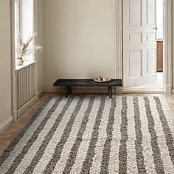 Shaggy rugs - Thira Stripe Cotton Shaggy (cream/taupe)