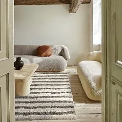 Shaggy rugs - Thira Stripe Cotton Shaggy (cream/taupe)