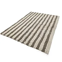 Shaggy rugs - Thira Stripe Cotton Shaggy (cream/taupe)