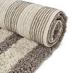 Shaggy rugs - Thira Stripe Cotton Shaggy (cream/taupe)