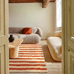 Shaggy rugs - Thira Stripe Cotton Shaggy (light yellow/light orange)
