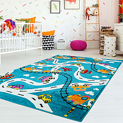 Childrens rugs - Moda Cars (turquoise)