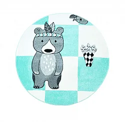 Childrens rugs - Bueno Indian Bear Round (turquoise)