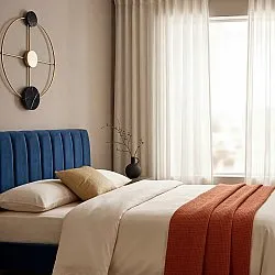 Curtains 2-pack - Cotton curtain Selena (beige)