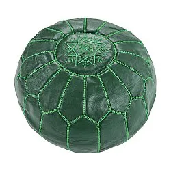 Pouf - Moroccan leather pouf (dark green)