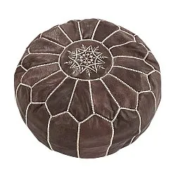 Pouf - Moroccan leather pouf (dark brown)