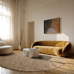 Round rug - Avafors Wool Bubble (light brown/white)