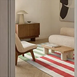 Wool rug - Peniche (cream/green/red)