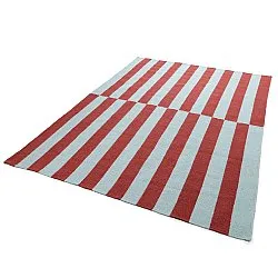 Wool rug - Peniche (light blue/red)