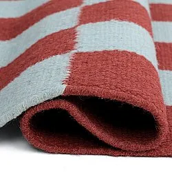 Wool rug - Peniche (light blue/red)