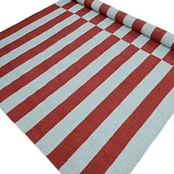 Wool rug - Peniche (light blue/red)