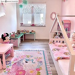 Childrens rugs - Unicorn Flowers (pink)