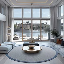 Round rug - Sortelha (blue)