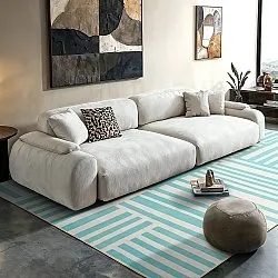 Wilton rug - Joma (turquoise/white)