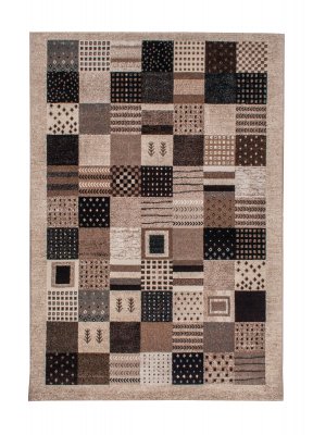 Wilton rug - Ethno Square (brown/grey)