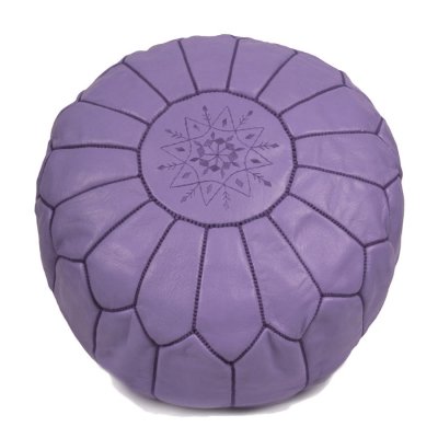 Pouf - Moroccan leather pouf (purple)