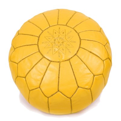 Pouf - Moroccan leather pouf (yellow)