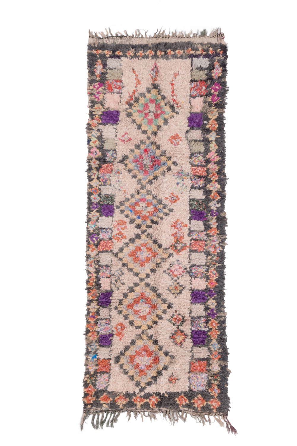 Moroccan Berber rug Boucherouite 245 x 90 cm
