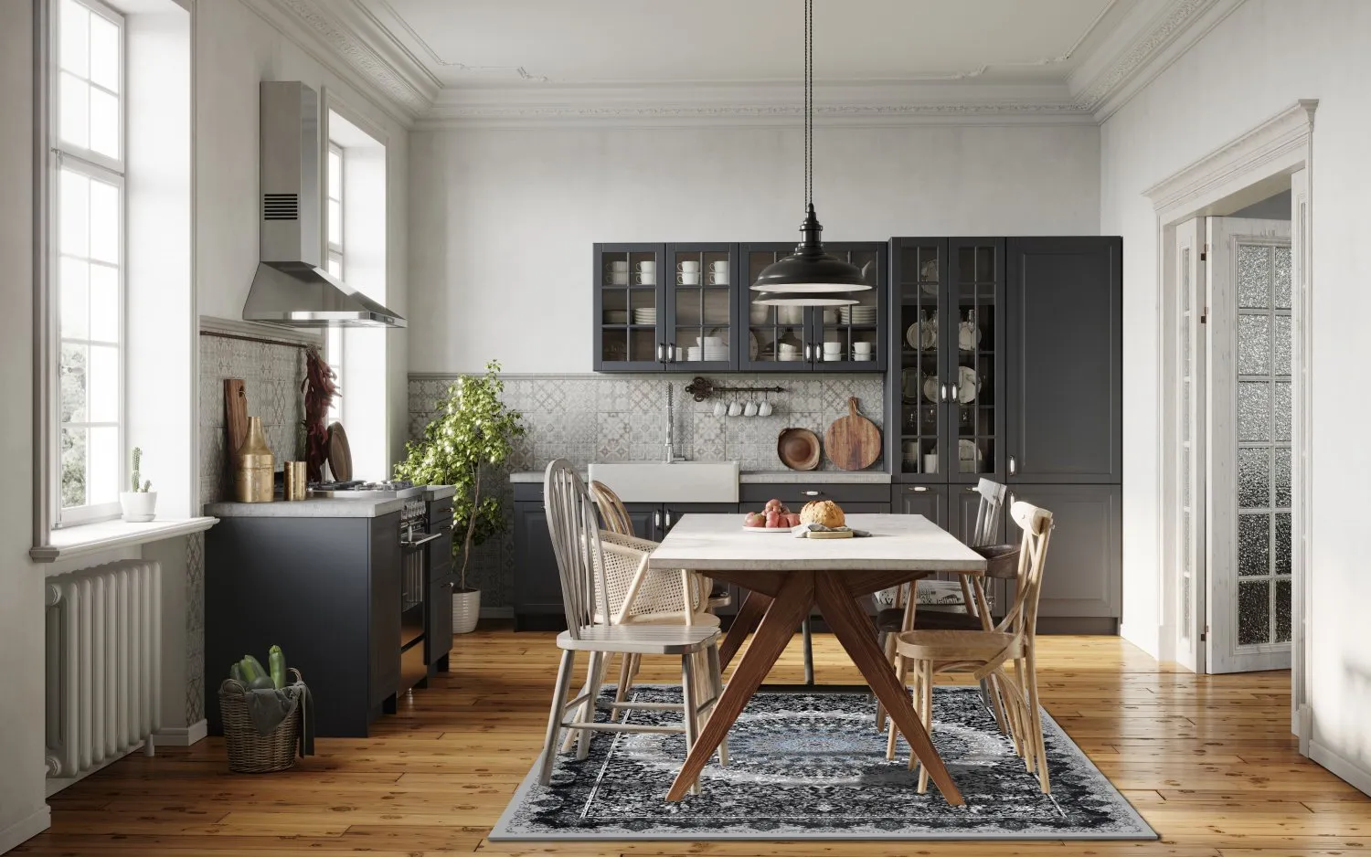 Wilton rug - Yelda (black/multi)