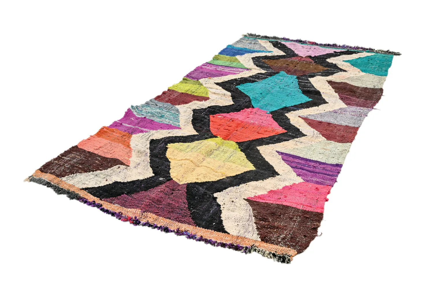 Moroccan Berber rug Boucherouite 135 x 245 cm