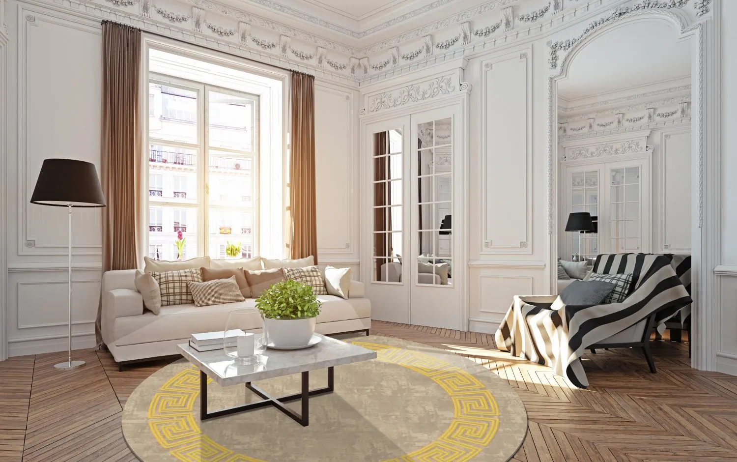 Round rug - Myra (beige/yellow)