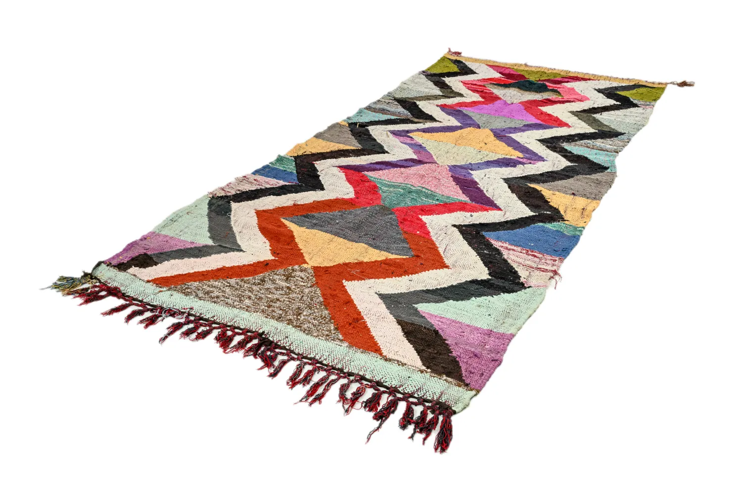 Moroccan Berber rug Boucherouite 140 x 305 cm