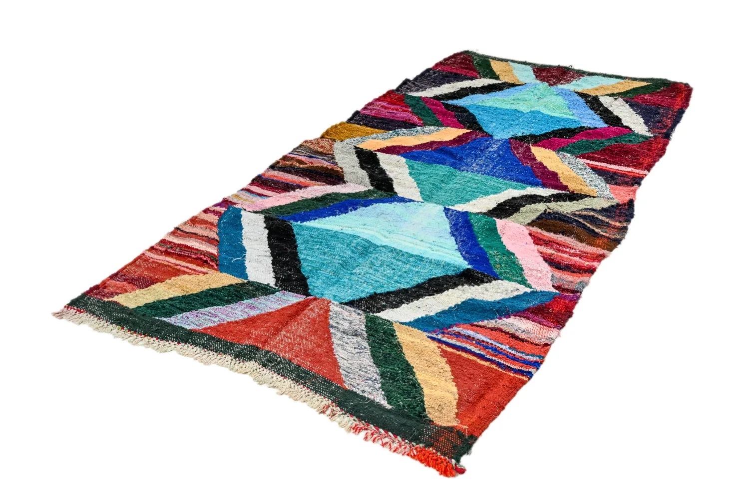 Moroccan Berber rug Boucherouite 135 x 275 cm
