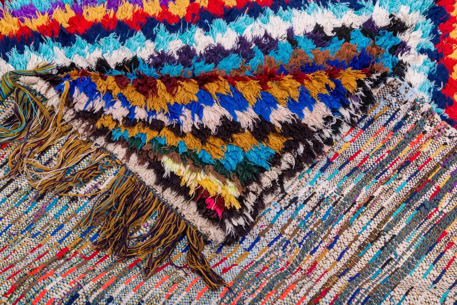 Moroccan Berber rug Boucherouite 210 x 140 cm