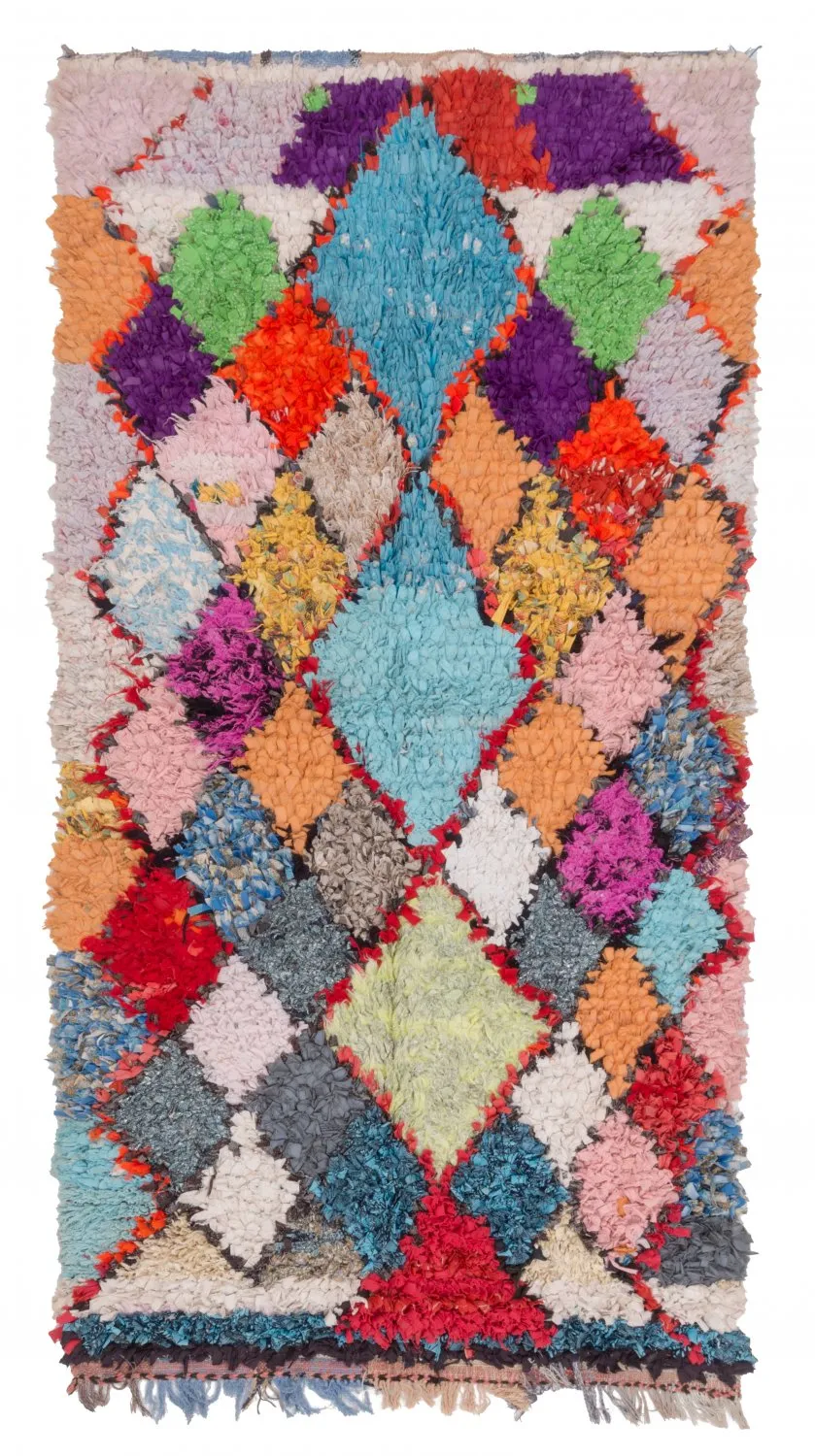 Moroccan Berber rug Boucherouite 215 x 110 cm