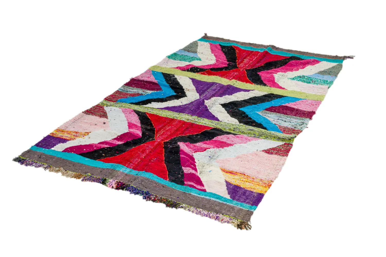 Moroccan Berber rug Boucherouite 140 x 255 cm