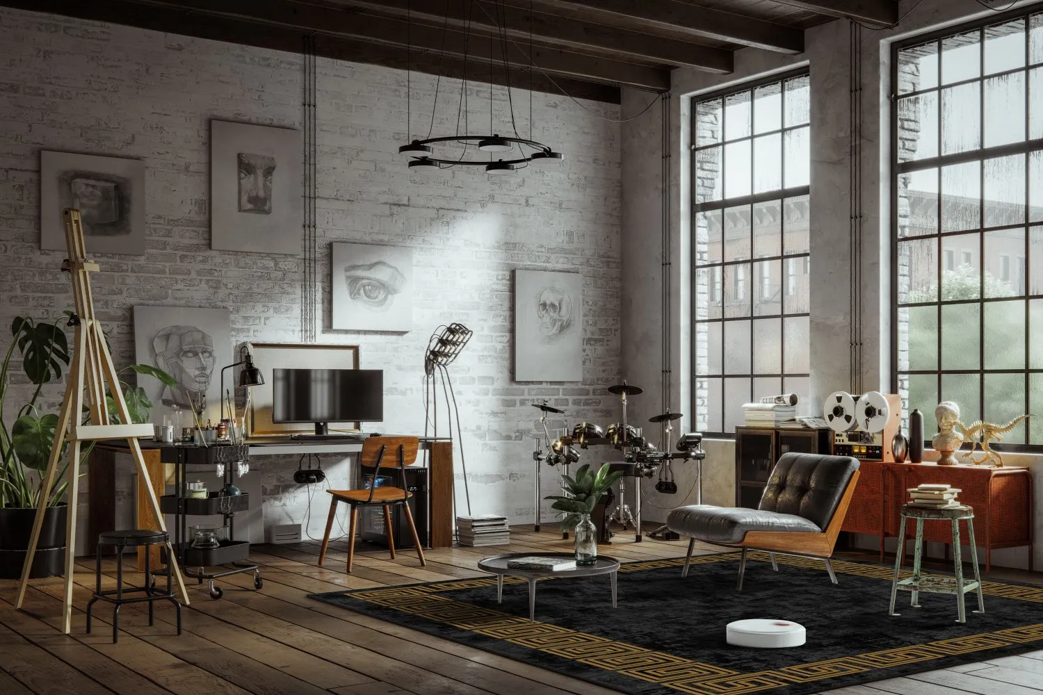 Wilton rug - Myra (black/gold)