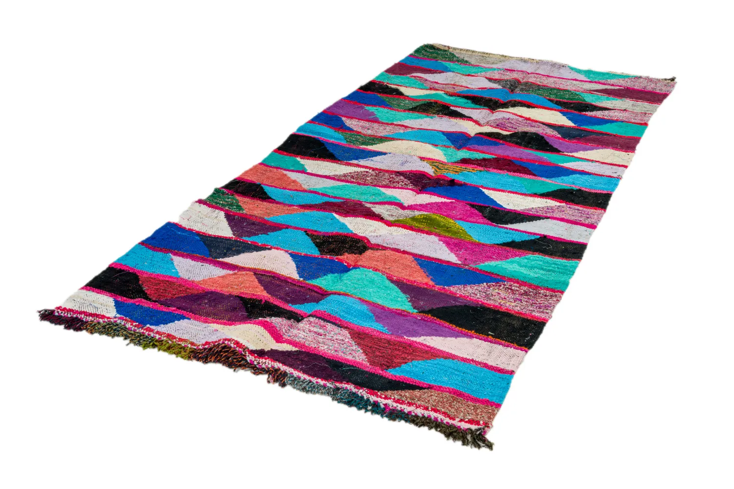 Moroccan Berber rug Boucherouite 125 x 260 cm