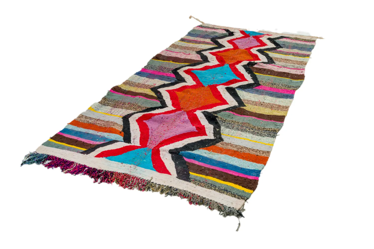 Moroccan Berber rug Boucherouite 130 x 260 cm