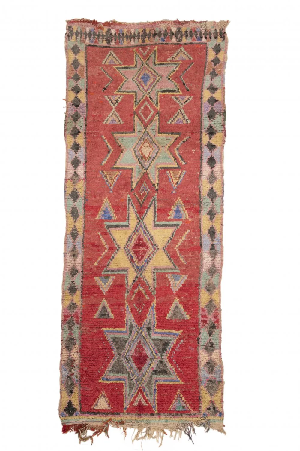 Moroccan Berber rug Boucherouite 300 x 120 cm