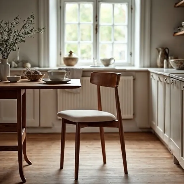 Chair - Ystad (walnut/beige) - 2 pcs