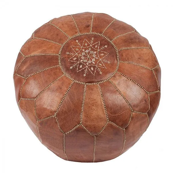 Pouf - Moroccan leather pouf (light brown)