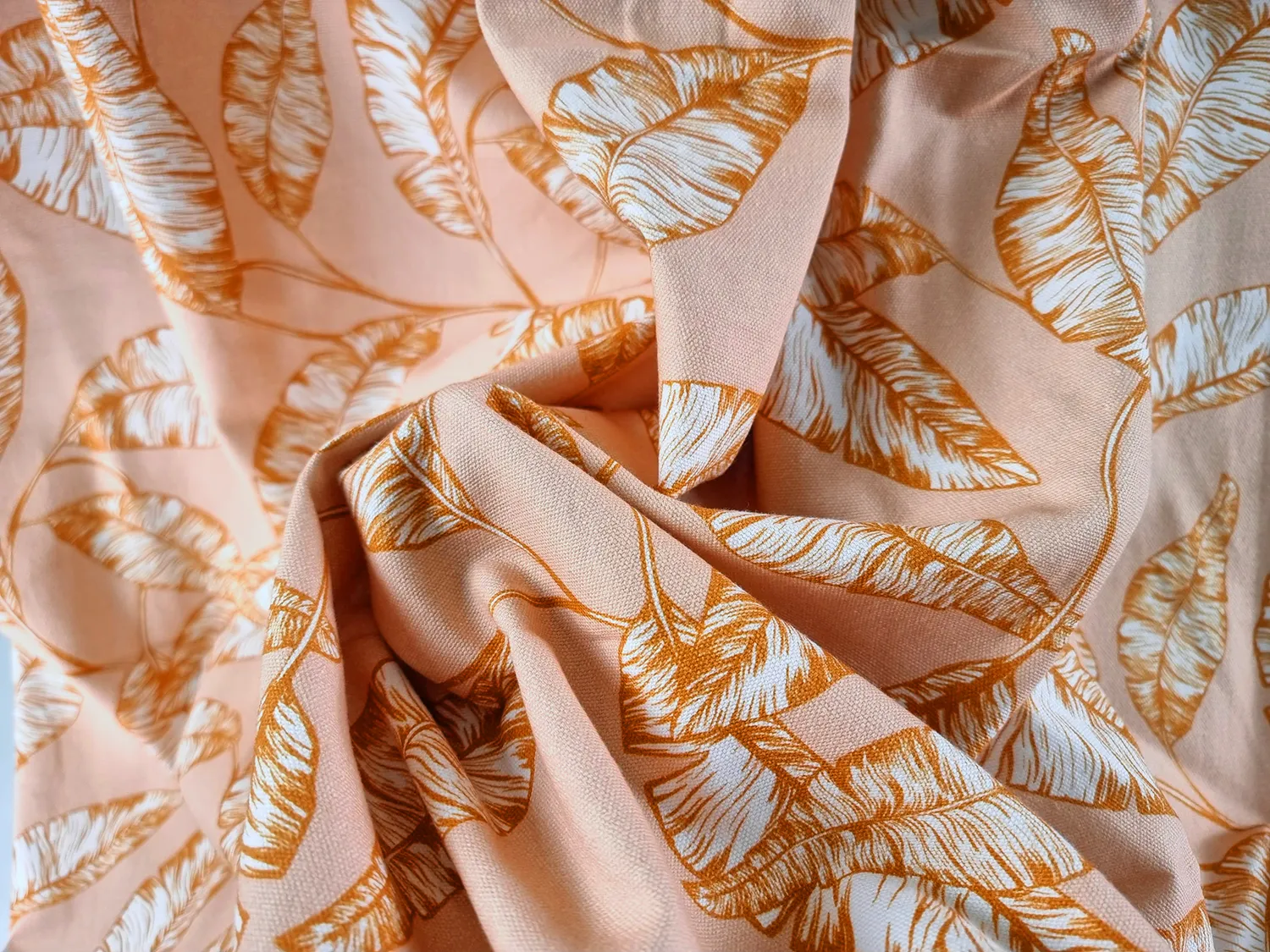 Curtains - Cotton curtain - Leaves (orange)