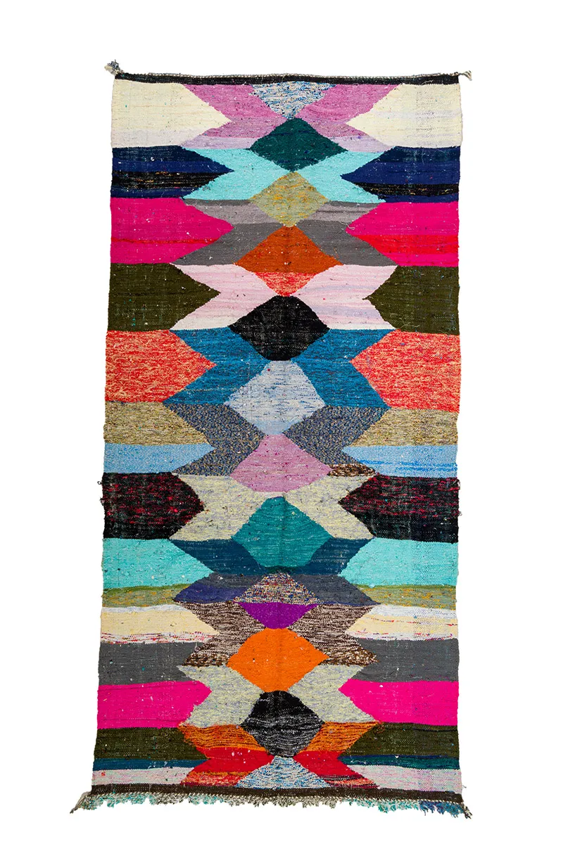 Moroccan Berber rug Boucherouite 145 x 295 cm