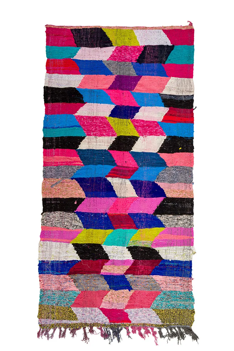 Moroccan Berber rug Boucherouite 150 x 305 cm