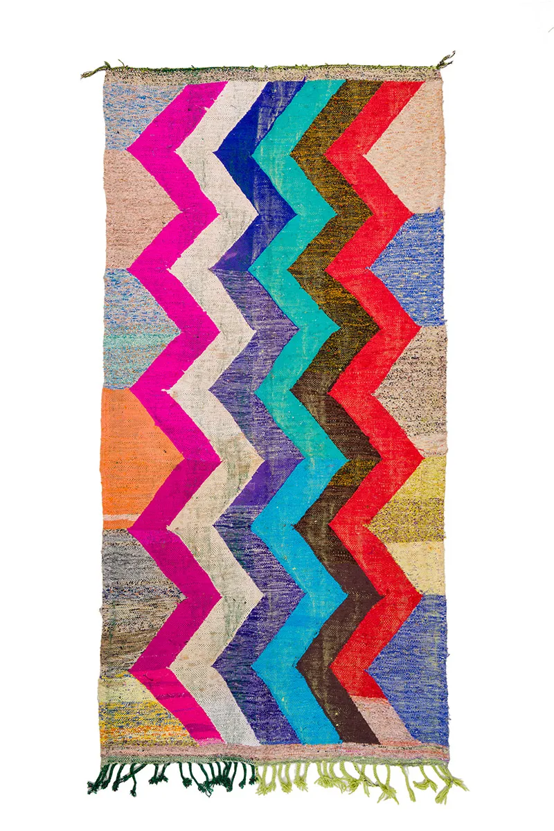 Moroccan Berber rug Boucherouite 135 x 265 cm
