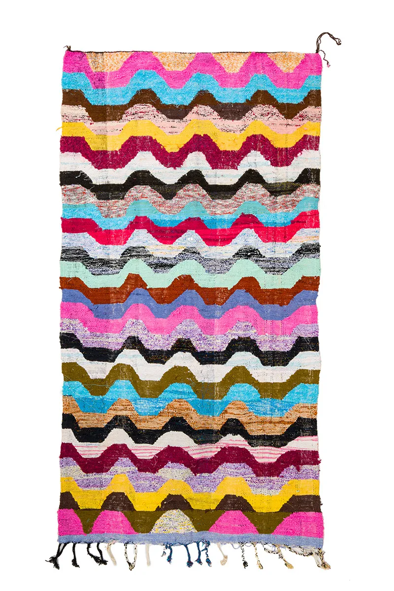 Moroccan Berber rug Boucherouite 140 x 265 cm