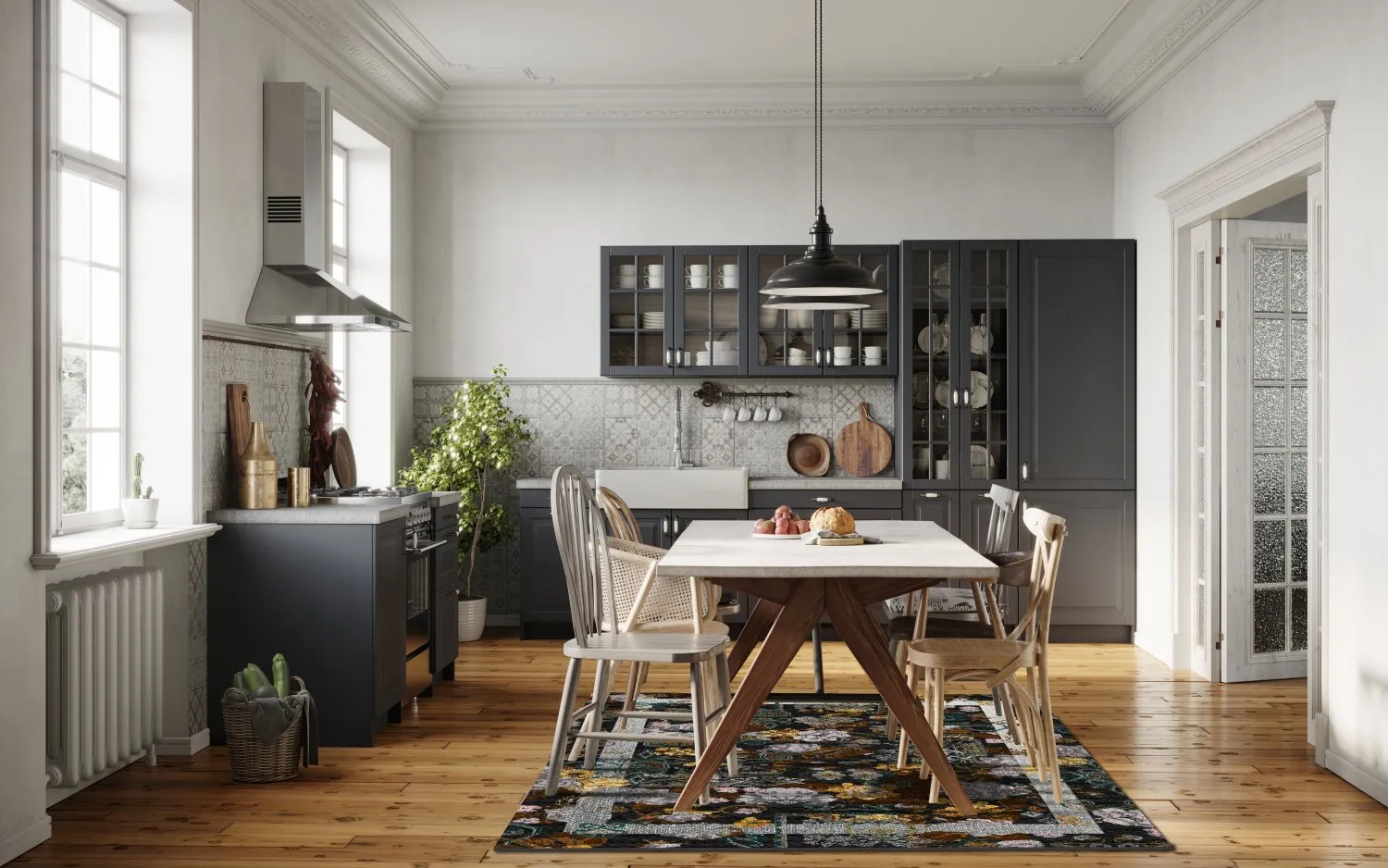 Wilton rug - Lefkada (black/multi)