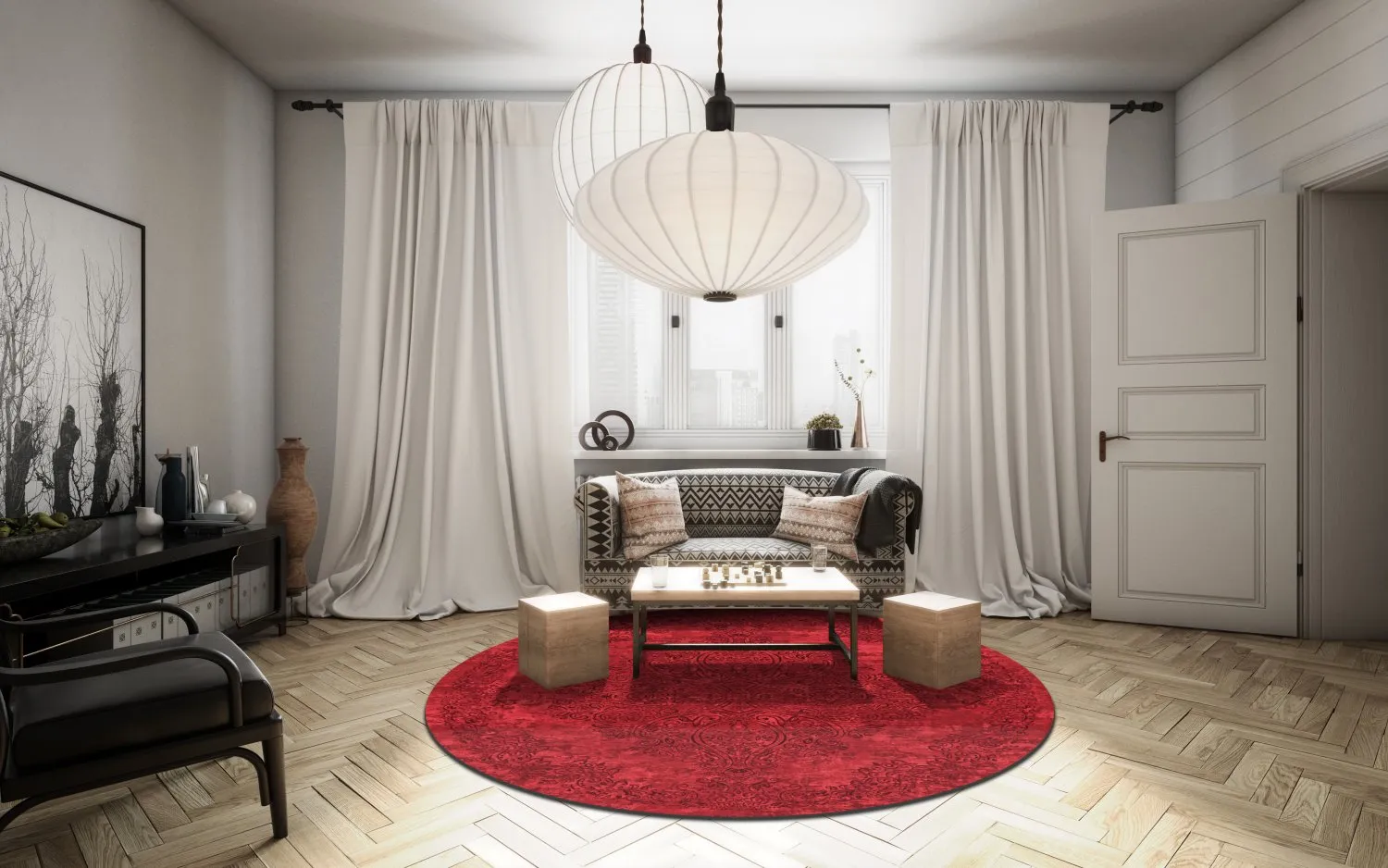 Round rug - Valenza (red)