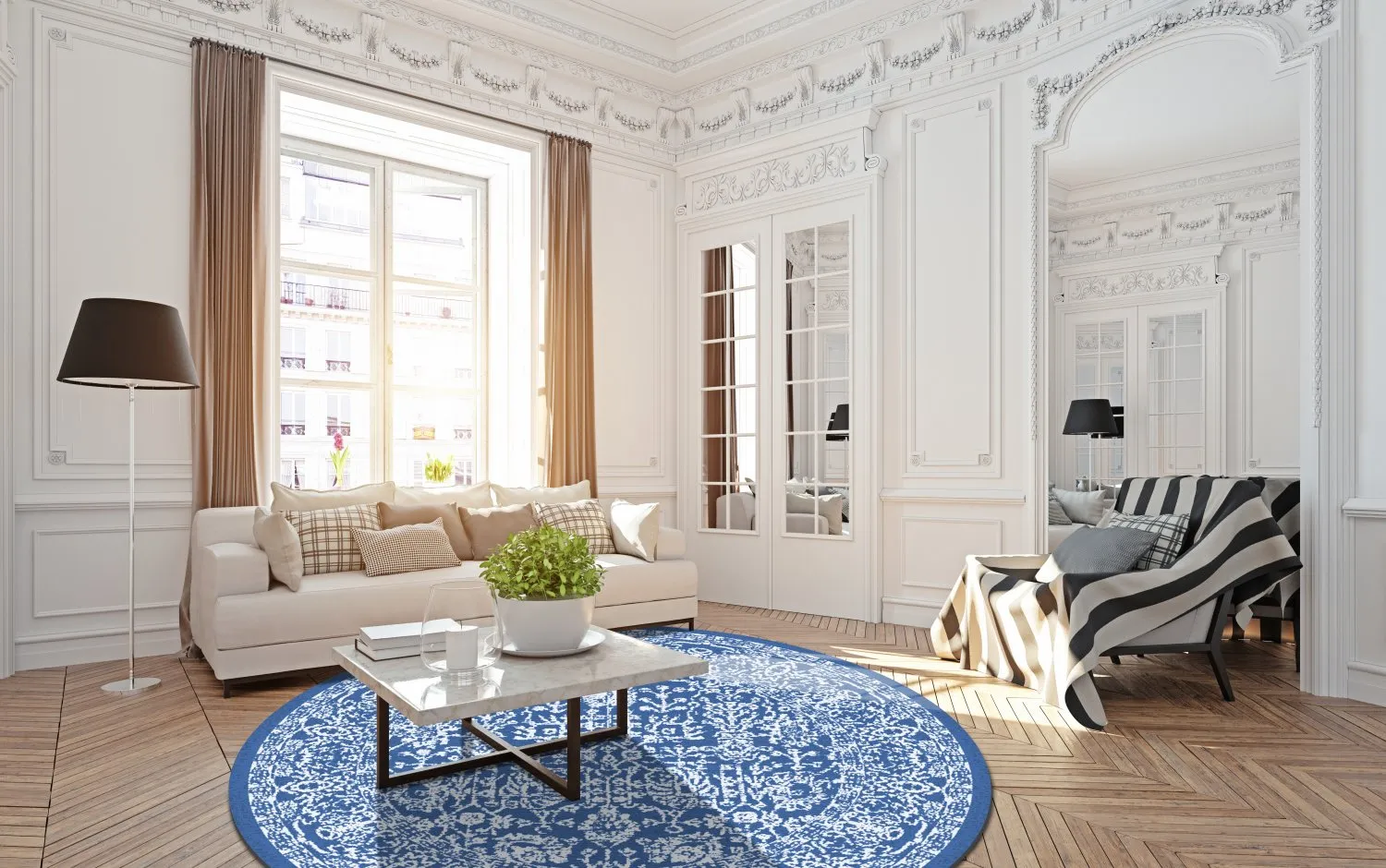 Round rug - Menfi (blue)