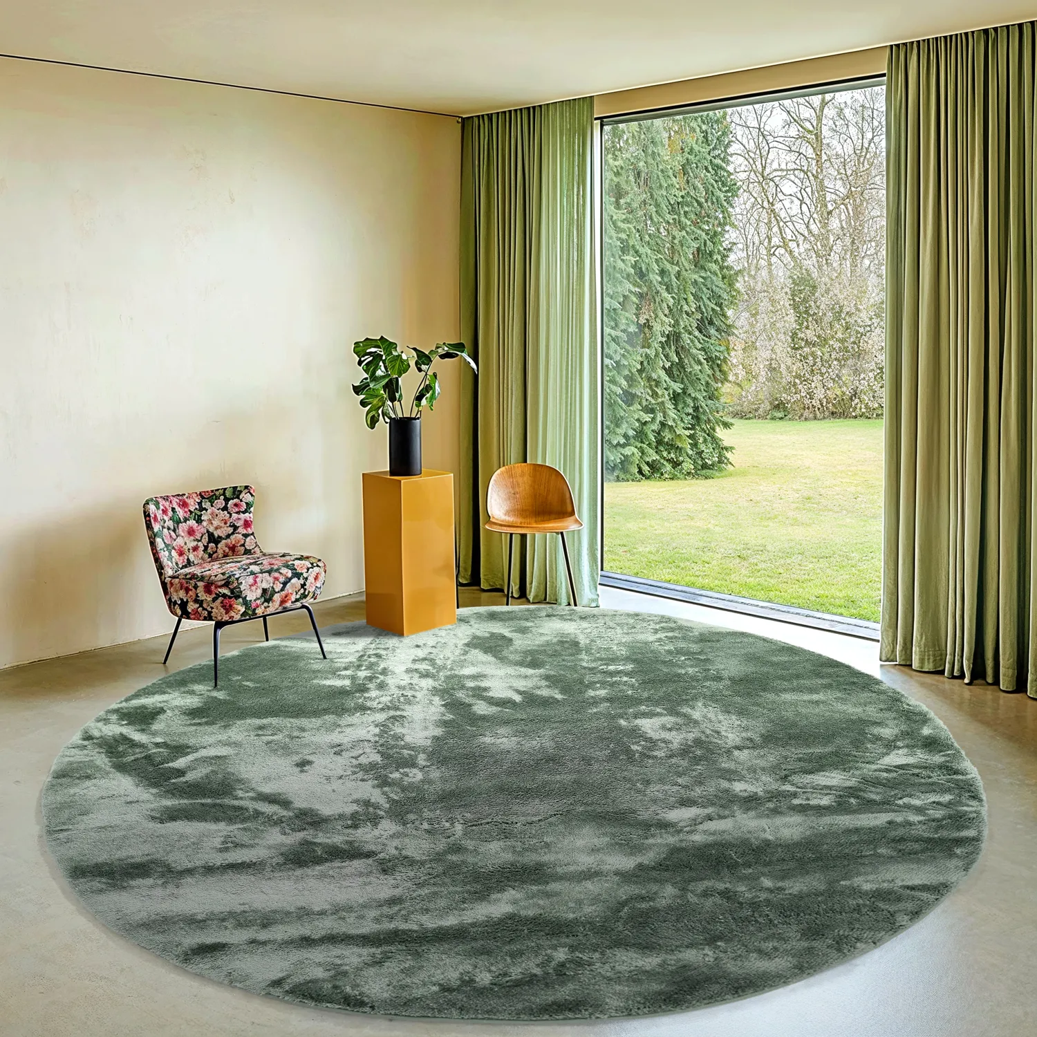 Round rugs - Aranga Super Soft Fur (green)