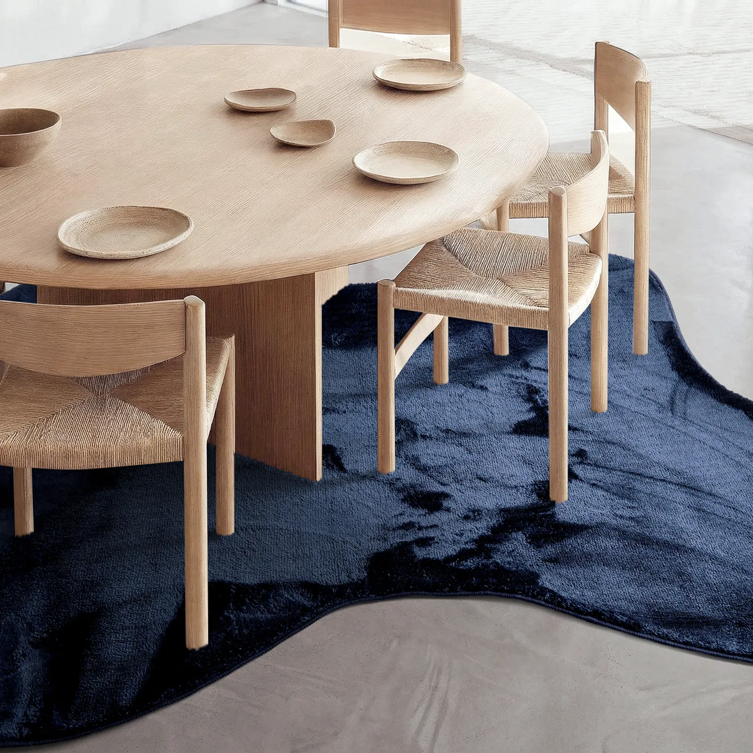 Asymmetric Wavy Shaggy Rug - Aranga Super Soft Fur (dark blue)