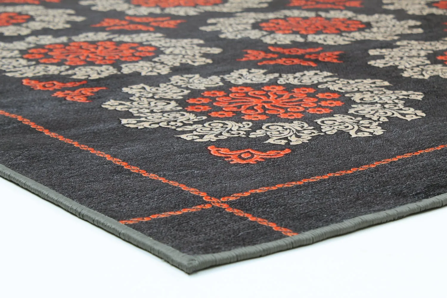 Wilton rug - Florina (grey/blue/orange)