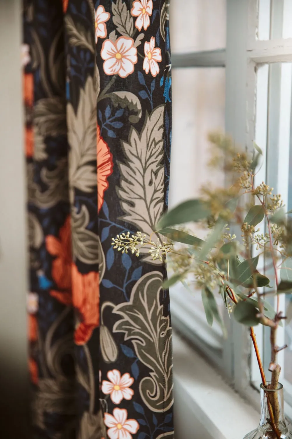 Cotton curtain - Poppy (black)