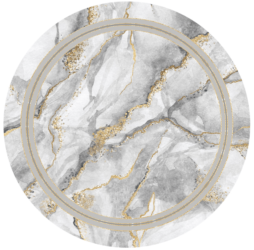 Round rug - Attika (grey/white/gold)