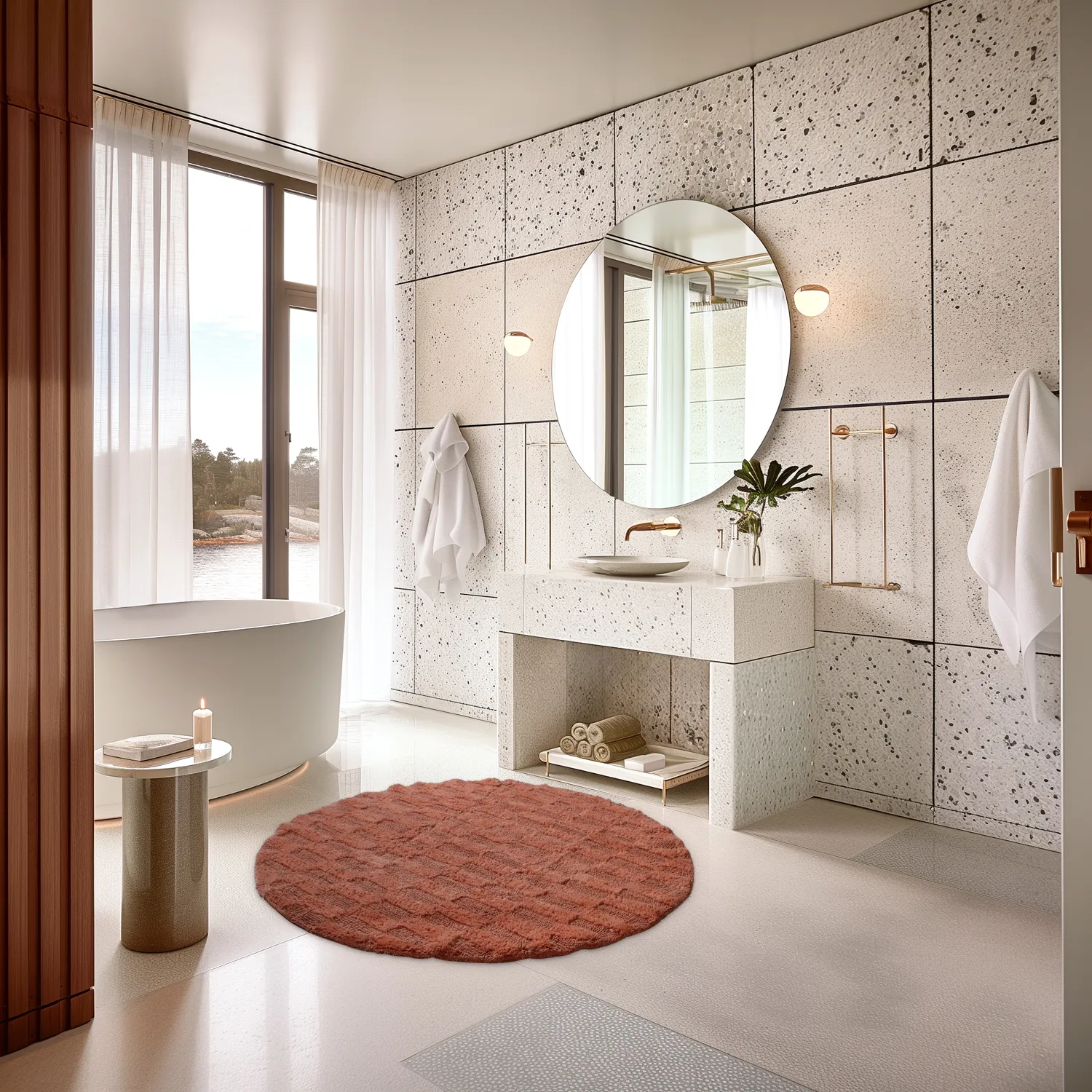 Round bath mat - Bevin (Terracotta)